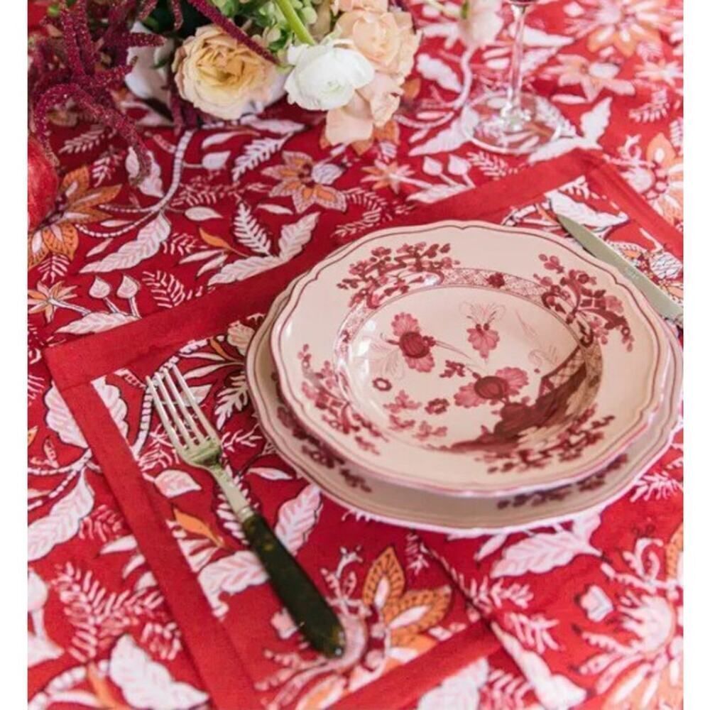 NWOT Julia Amory Rouge Chintz Cotton Placemats Set of 8 – Floral Table Linens